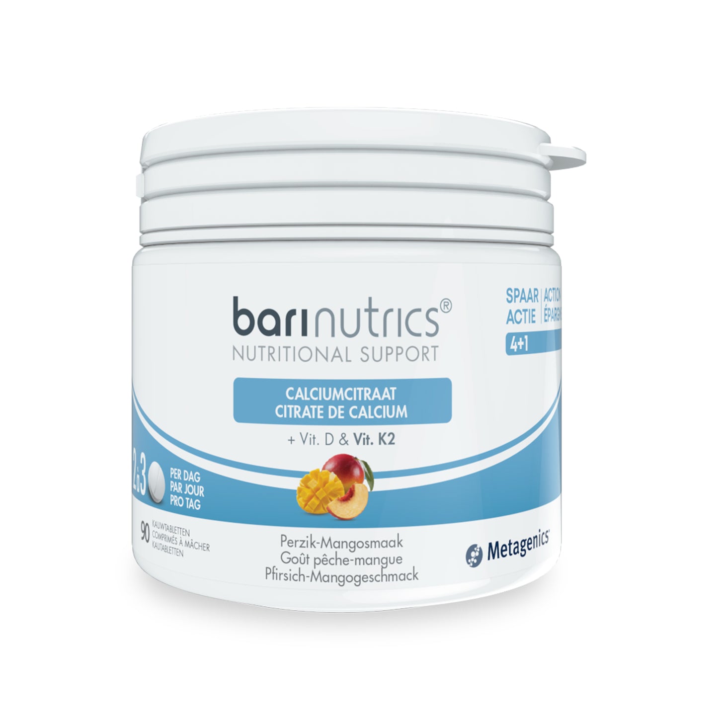 BariNutrics Citrate de calcium Vit. D & Vit. K2 90 Comprimés à mâcher