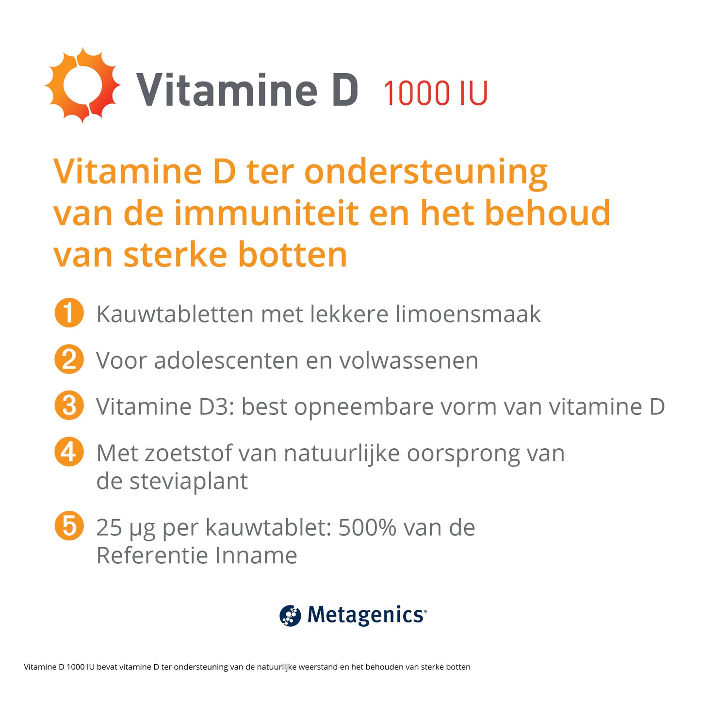 Vitamine D 1000 UI Comprimés à mâcher