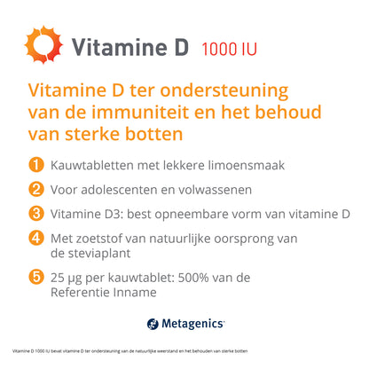 Vitamine D 1000 UI Comprimés à mâcher