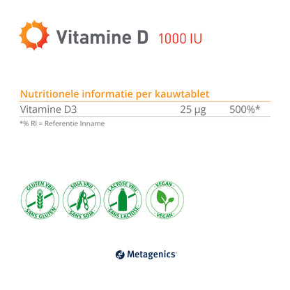Vitamine D 1000 UI Comprimés à mâcher