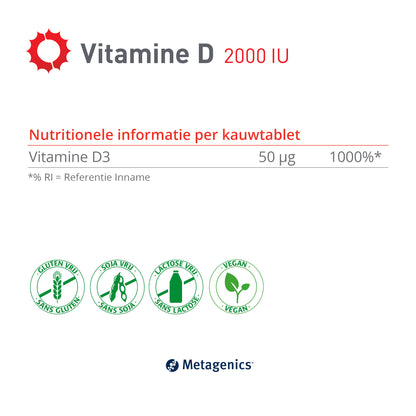 Vitamine D 2000 UI Comprimés à mâcher