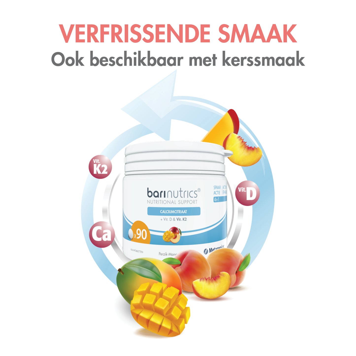 BariNutrics Citrate de calcium Vit. D & Vit. K2 90 Comprimés à mâcher