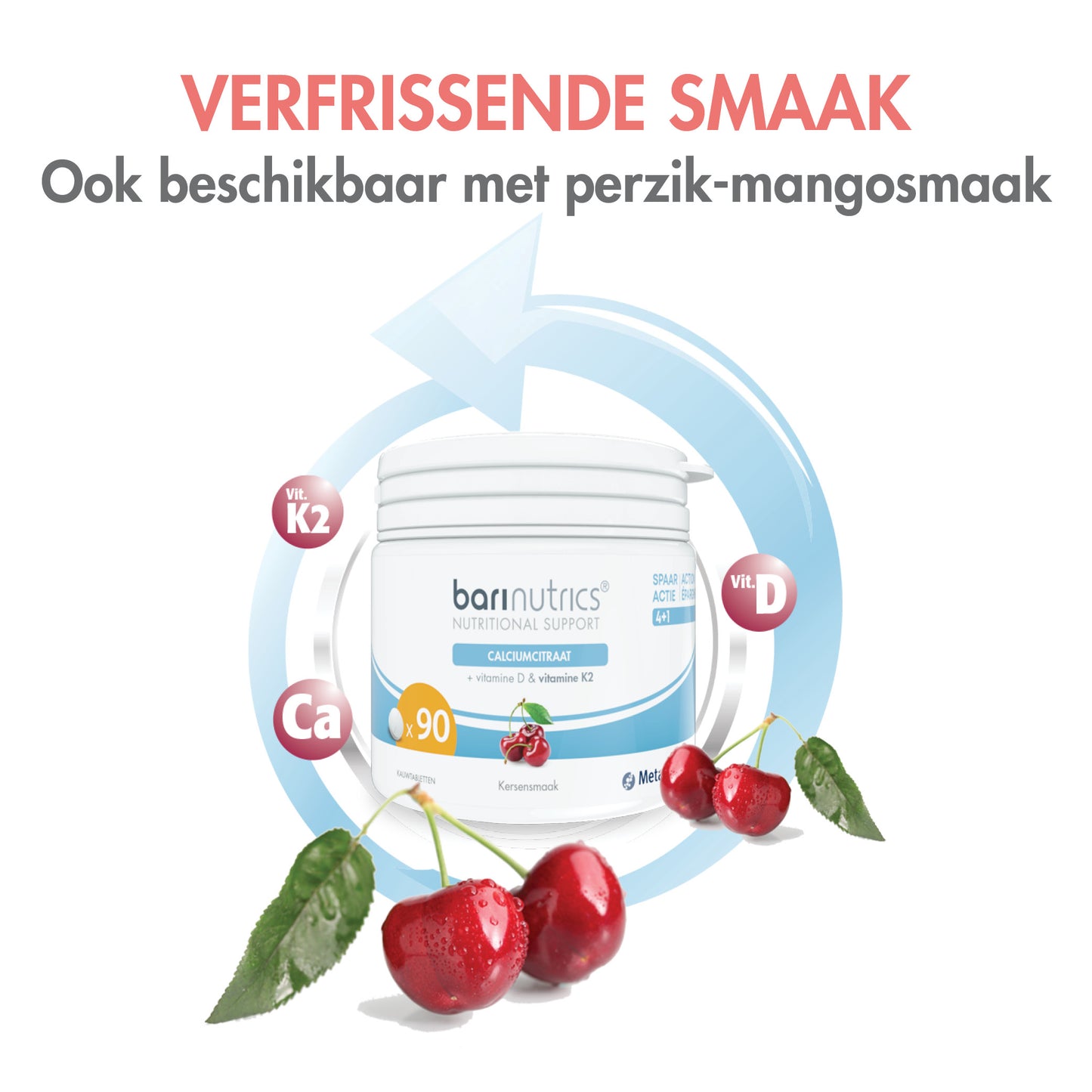 BariNutrics Citrate de calcium Vit. D & Vit. K2 90 Comprimés à mâcher