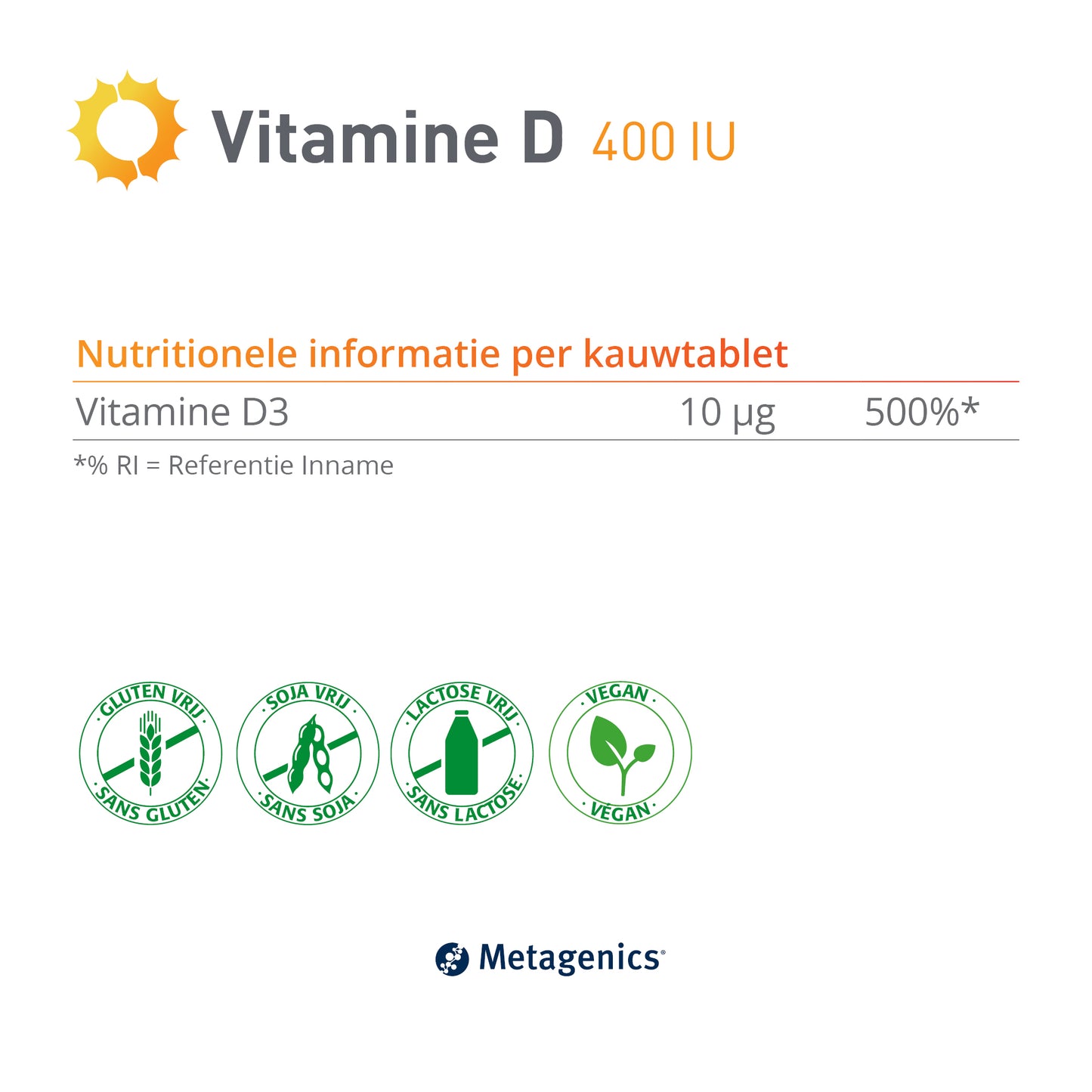 Vitamine D 400 UI  84 Comprimés à mâcher
