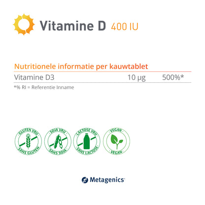 Vitamine D 400 UI  84 Comprimés à mâcher