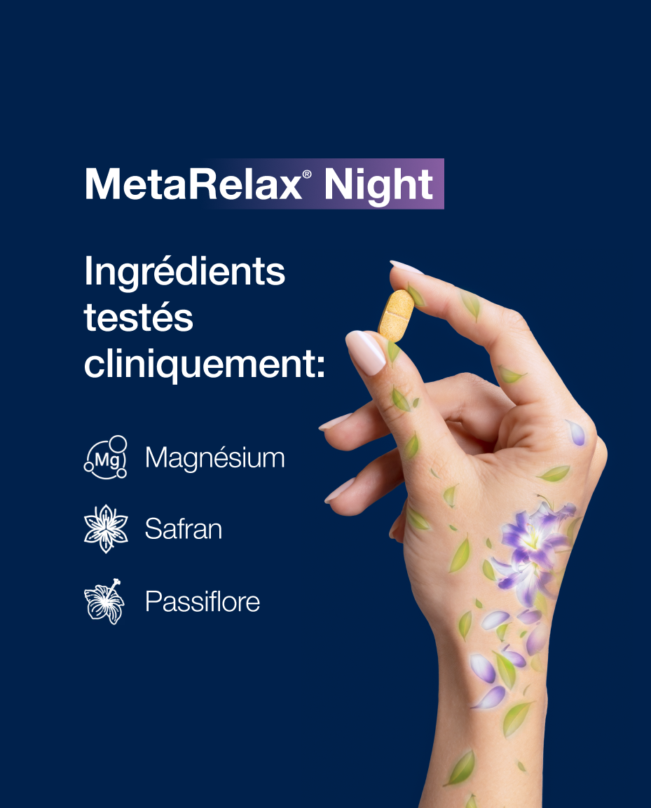 Aperçu de tous les ingrédients présents dans MetaRelax Night